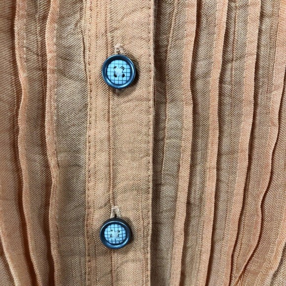Coldwater Creek Blouse Women's Size PM Orange Bracelet Sleeves Button Down - Picture 3 of 12